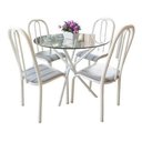 Ver imagem 1 de Conjunto Mesa Munique de jantar de cozinha redonda vidro 90cm com 4 cadeiras