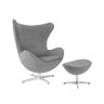Poltrona Egg com Puff Base Alumínio em Sued Cinza - 1