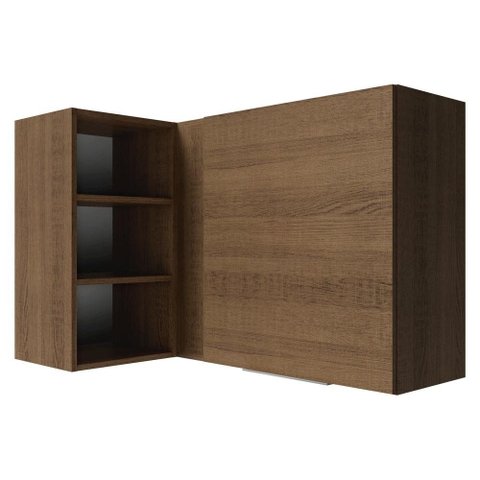 Armário Aéreo de Canto para Quarto 1 Porta e 3 Nichos Rustic Neo Madesa