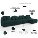 Ver imagem 4 de Sofá 5 Lugares com Chaise Direito Sala Living 388cm Arlo F04 Veludo Verde - Lyam Decor