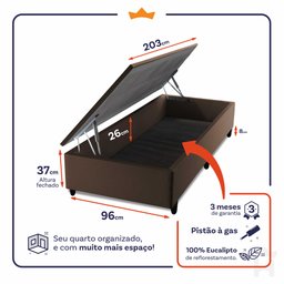Conjunto Box Baú Solteirão Chicago Marrom 96x203x64 Espuma D33 - 3