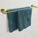 Ver imagem 2 de Suporte Porta Toalha Duplo Dourado Brilhoso Toalheiro 60cm Aço Inox Acessorio Parede Banheiro Luxo