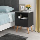 Ver imagem 1 de Mesa de Cabeceira Fox Luxo 1 Gaveta Pés Retro - Preto/nature