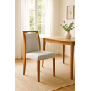 Ver imagem 1 de Kit 4 Cadeiras de Jantar Estofadas Jade Linho Cinza Base Madeira Maciça Mel