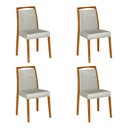 Ver imagem 2 de Kit 4 Cadeiras de Jantar Estofadas Jade Linho Cinza Base Madeira Maciça Mel