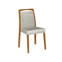 Kit 4 Cadeiras de Jantar Estofadas Jade Linho Cinza Base Madeira Maciça Mel - 2
