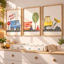 Ver imagem 4 de Kit 3 Quadros Infantil Carros Quarto Bebê Menino 40x60 Moldura Madeira NO4