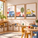 Ver imagem 3 de Kit 3 Quadros Infantil Carros Quarto Bebê Menino 40x60 Moldura Madeira NO4