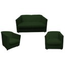 Ver imagem 1 de Kit Namoradeira + 2 Poltronas Decorativa Biane Suede Verde Pés Cromado Ms Decor