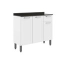 Ver imagem 1 de Balcão de Cozinha Modulado Dona Maria 6173 3 Portas 1 Gaveta c/ Tampo e Pés Branco - Bertolini