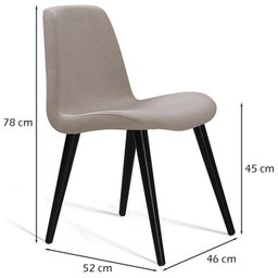 Cadeira Estofada Pes Palito Preto F89 Linho Bege Dmobiliario - 3