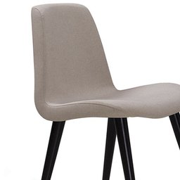 Cadeira Estofada Pes Palito Preto F89 Linho Bege Dmobiliario - 5