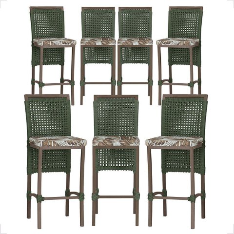 7 Banqueta em Alumínio Roma Marrom Corda Náutica Tecido 6