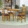 Conjunto Mesa de Jantar 90cm Redonda e 4 Cadeiras Estofadas 100% Madeira Maciça Cork Espresso Móveis - 1