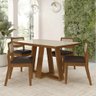 Conjunto Mesa Lins 4 Cadeiras Sextavada Freijó/off/corin. Marrom - M.a Freijó/off Pre/corino - 1
