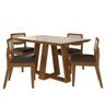 Conjunto Mesa Lins 4 Cadeiras Sextavada Freijó/off/corin. Marrom - M.a Freijó/off Pre/corino - 2
