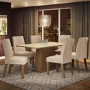 Ver imagem 2 de Conjunto Sala de Jantar Mesa Tampo de Madeira 6 Cadeiras Luciana Madesa