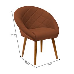 Kit 3 Poltronas para Recepção Decorativa Estofada Berlim Pés Palito Terra Cota - 5