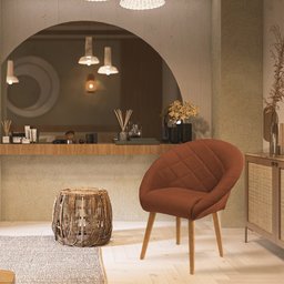 Kit 3 Poltronas para Recepção Decorativa Estofada Berlim Pés Palito Terra Cota - 2