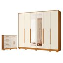 Ver imagem 1 de Guarda Roupa Casal Mercure com Espelho 6 Portas e Cômoda Xangai 06 Gavetas 02 Portas Cinamomo Off