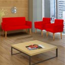 Ver imagem 1 de Kit Namoradeira Decorativa Para Sala Nina + 2 Poltronas Para Recepção Manicure Suede