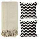 Ver imagem 1 de Kit 1 Manta para Sofá 2,40 X 1,80 + 2 Capas de Almofada Cor:bege-preto