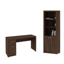 Ver imagem 1 de Escritório com Mesa para Computador C/ 3 Gavetas e Armário C/ Prateleiras 2 Portas Carvalho - Fdecor