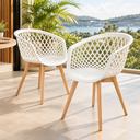 Ver imagem 1 de Kit 2 Cadeiras Web Wood Brancas em Polipropileno com Estrutura em Madeira para Sala e Cozinha