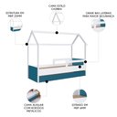 Ver imagem 3 de Cama Infantil Casinha com Auxiliar Infix C06 Branco/azul - Mpozenato