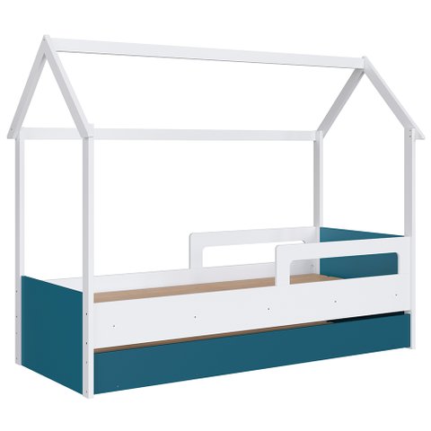 Cama Infantil Casinha com Auxiliar Infix C06 Branco/azul - Mpozenato