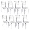 Kit 8 Cadeiras Iara Cromada para Cozinha-Corino Branco-Gat Magazine - 1