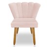 Cadeira Poltrona Flor Veludo Pés Palito Castanho - Pallazio Rosa Bebê - 3