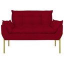 Ver imagem 5 de Poltrona Sofá Luxo Base Metal Dourado Recepção Escritório Cor:vermelho