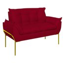 Ver imagem 4 de Poltrona Sofá Luxo Base Metal Dourado Recepção Escritório Cor:vermelho