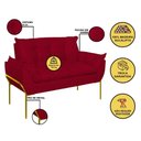 Ver imagem 6 de Poltrona Sofá Luxo Base Metal Dourado Recepção Escritório Cor:vermelho