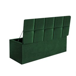 Kit Painel Cabeceira Estofada e Calçadeira Baú Recamier Turquia 100cm Solteiro Suede Verde Musgo - A - 3