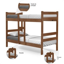 Cama Beliche Solteiro Luke Que Vira Duas Camas Castanho - 3