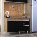 Ver imagem 2 de Balcão de Cozinha Lavanderia com Tampo 02 Gavetas Beth Castanho e Preto 120 cm - D’Rossi