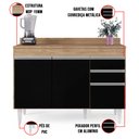 Ver imagem 5 de Balcão de Cozinha Lavanderia com Tampo 02 Gavetas Beth Castanho e Preto 120 cm - D’Rossi