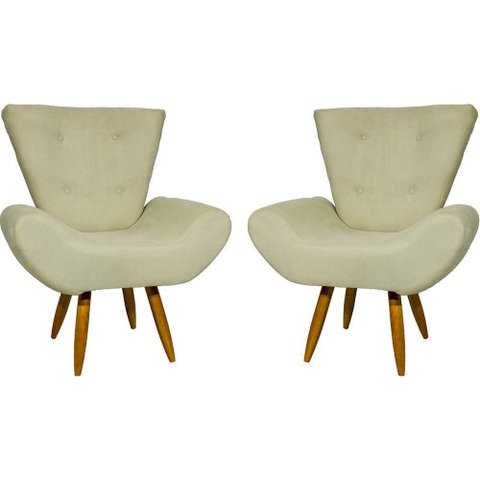Kit 2 Poltronas Decorativa para Sala Recepção Manicure Consultório Escritório Emilia Suede