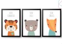 Ver imagem 1 de 3 Quadros Decorativos Infantil Animais Fofos Safari Floresta:preta