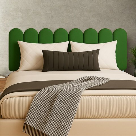 Cabeceira Nuvem Queen Size Facil Instalação 8 Placas 45x20cm:verde