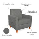 Ver imagem 7 de Poltrona Liana Veludo Pés de Madeira - Pallazio Cor:Cinza Chumbo