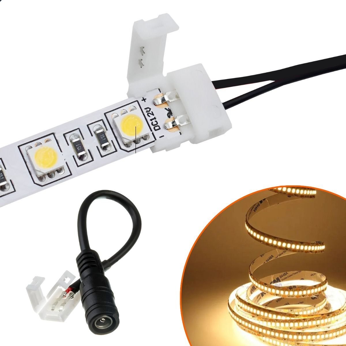 10 Conectores de Emenda para Fita de Led 2 Vias Rabicho Fêmea P4 10mm ...