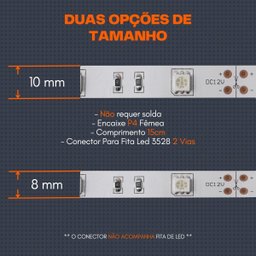 10 Conectores de Emenda para Fita de Led 2 Vias Rabicho Fêmea P4 10mm - 10
