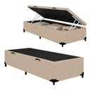 Ver imagem 1 de Cama Box com Baú Solteiro Royal Sleep Suede Bege 88cm