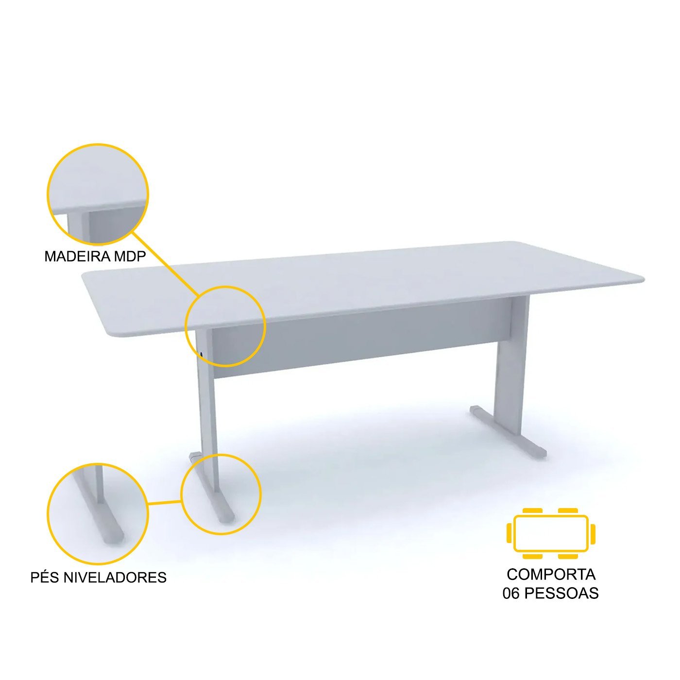 MESA DE REUNIÃO RETANGULAR PANDIN MAXXI - CINZA MX2000 - 3