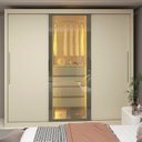 Ver mais imagens de Guarda-Roupa Casal 3 Portas 1 Porta Reflecta com LED 100% MDF Royale Off White