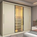 Ver imagem 1 de Guarda-Roupa Casal 3 Portas 1 Porta Reflecta com LED 100% MDF Royale Off White