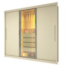 Ver imagem 3 de Guarda-Roupa Casal 3 Portas 1 Porta Reflecta com LED 100% MDF Royale Off White